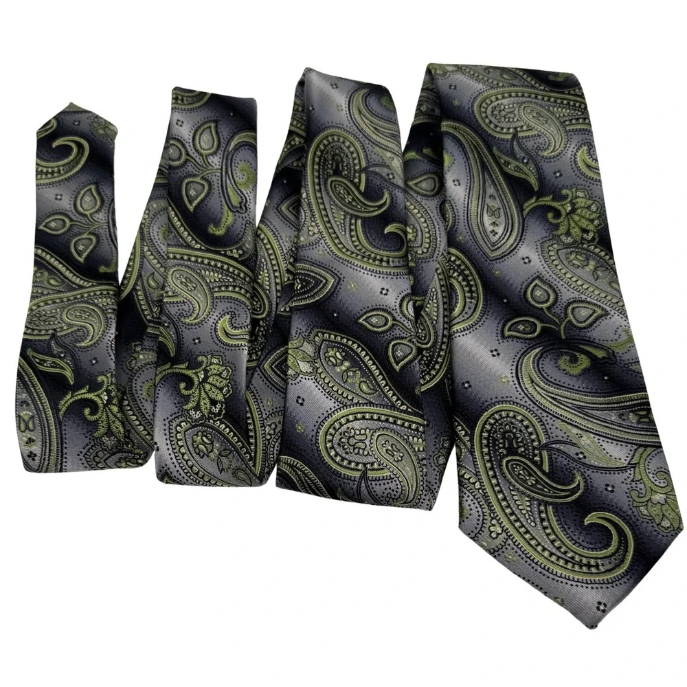 Christian Aujard Liberte Paris Neck Tie Mens Paisley Floral Retro Classic Formal